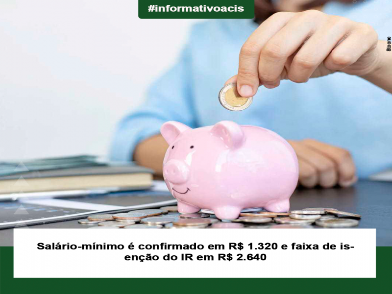 Notícia: Salário-mínimo é confirmado em R$ 1.320 e faixa de isenção do IR em R$ 2.640