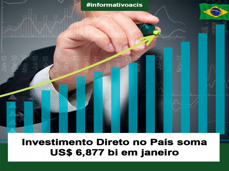 Notícia: Investimento Direto no País soma US$ 6,877 bi em janeiro