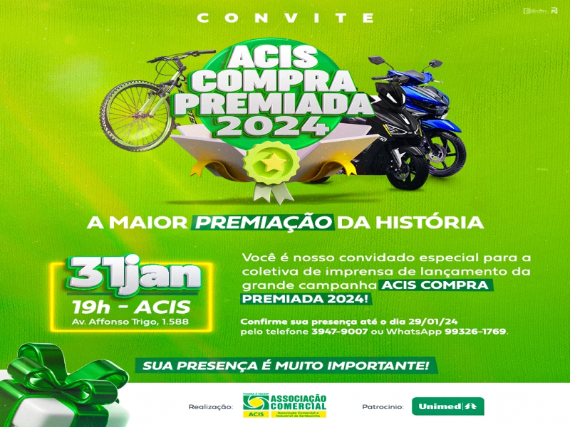 Notícia: ACIS lança campanha com a maior premiação de sua história na próxima quarta, dia 31