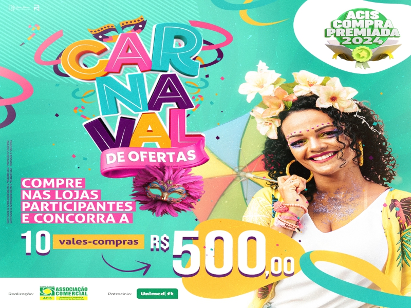 Notícia: Promoção Carnaval de Ofertas: saiba onde comprar para concorrer a 10 vales-compras de R$ 500 cada