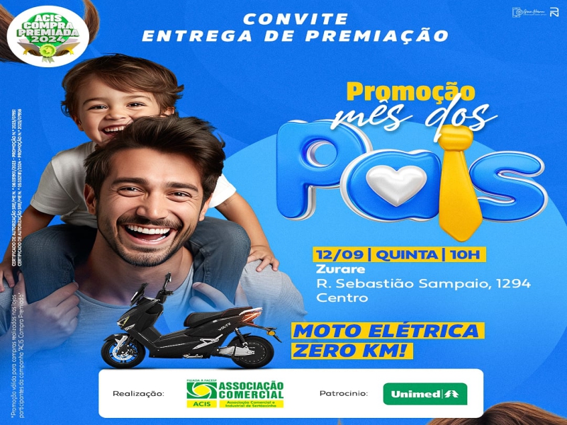 Notícia: ACIS realiza entrega de uma moto elétrica 0 km à sorteada na promoção Mês dos Pais