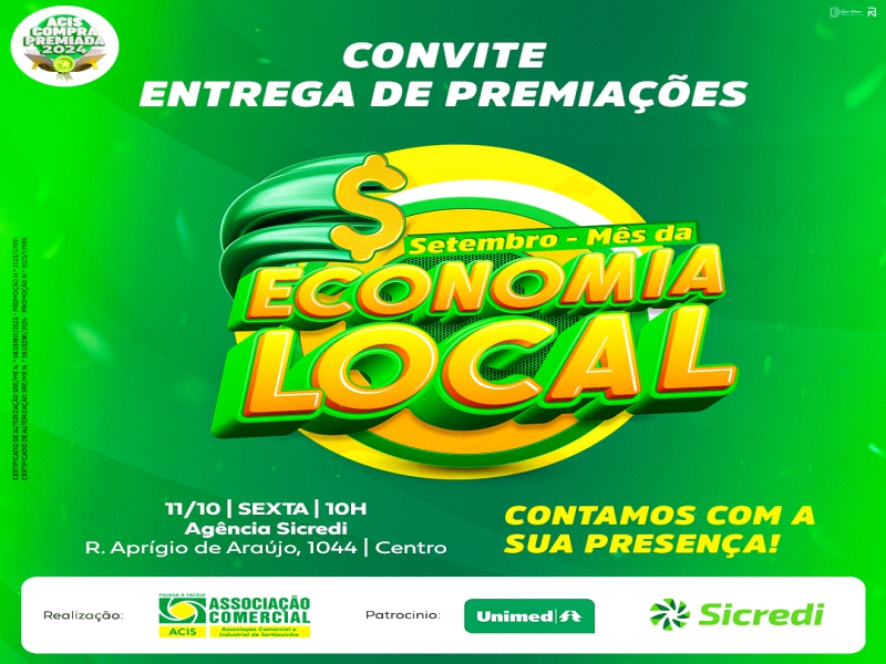 Notícia: Prêmios da promoção Setembro - Mês da Economia Local serão entregues nesta sexta, dia 11