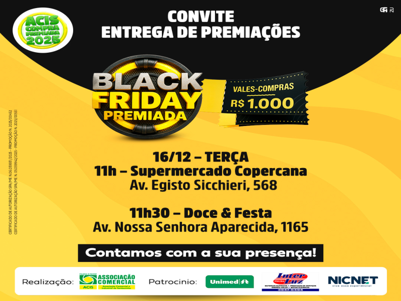 Notícia: Entregas dos prêmios da promoção Black Friday Premiada acontecem nesta terça, dia 16