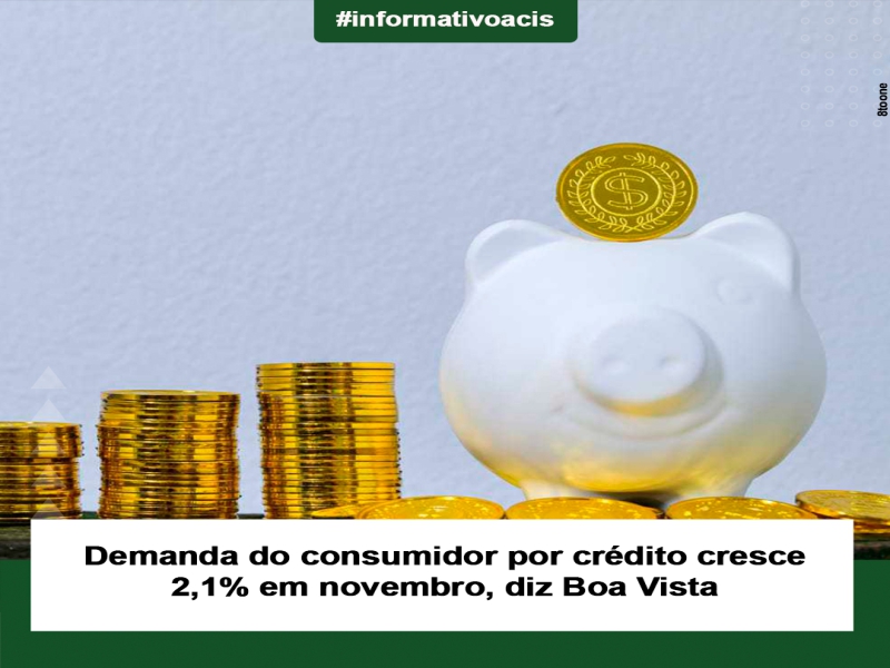 Notícia: Demanda do consumidor por crédito cresce 2,1% em novembro, diz Boa Vista